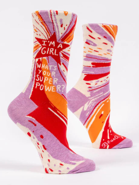 I'm A Girl What's Your Superpower - Women's Crew Socks
