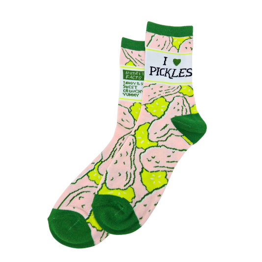 Silly Goose Sock with pickle design and text on a white background