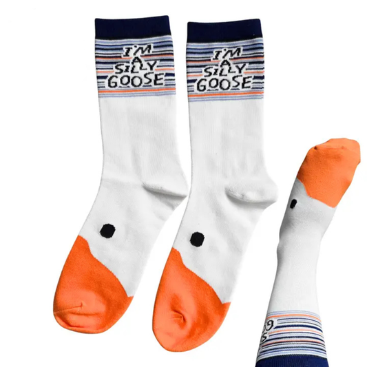 Silly Goose Socks with goose design and text 'I'm Silly Goose' on a white background