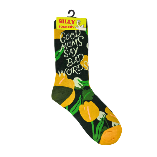 Silly Goose Sock with text and pumpkin design on a white background