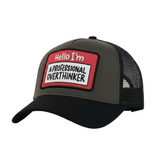 Silly Goose Black and gray cap with a red patch displaying text on a white background