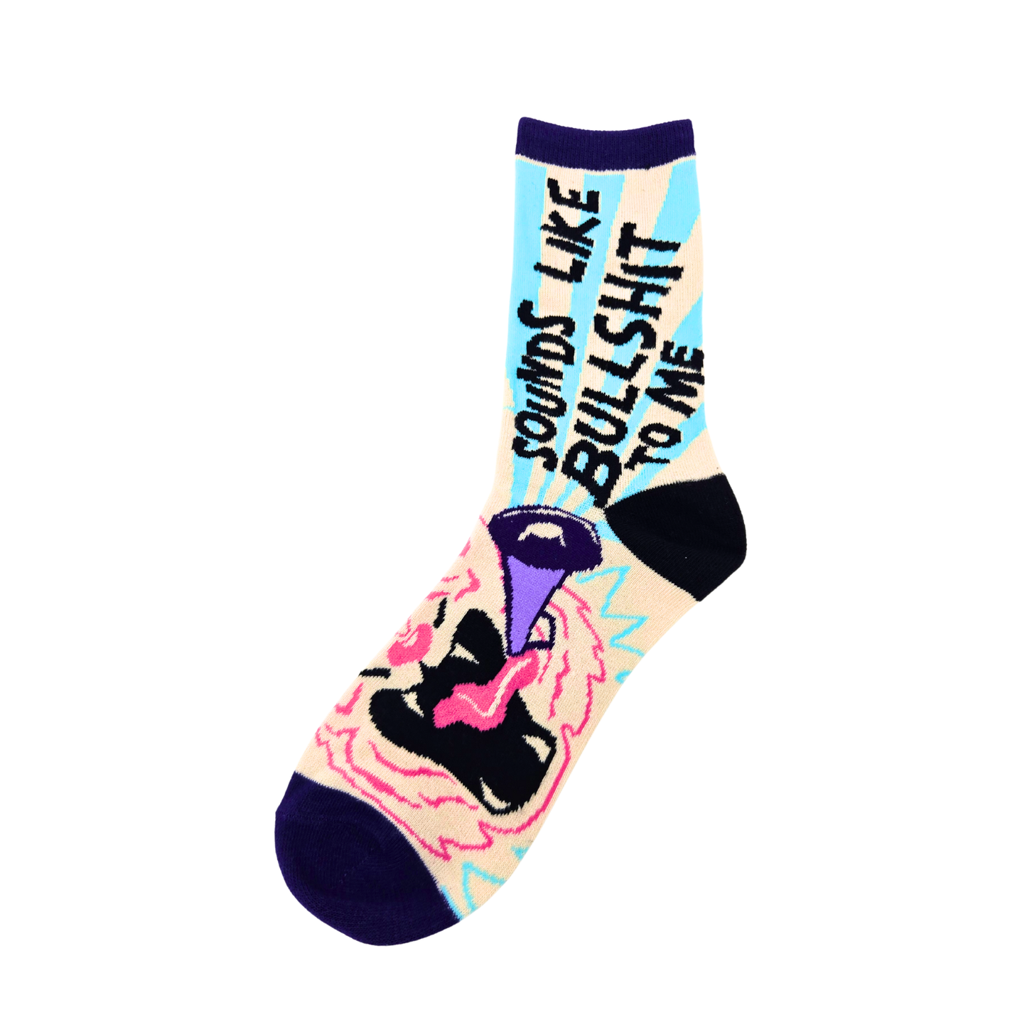 Silly Goose Colorful sock with graphic design and text on a white background