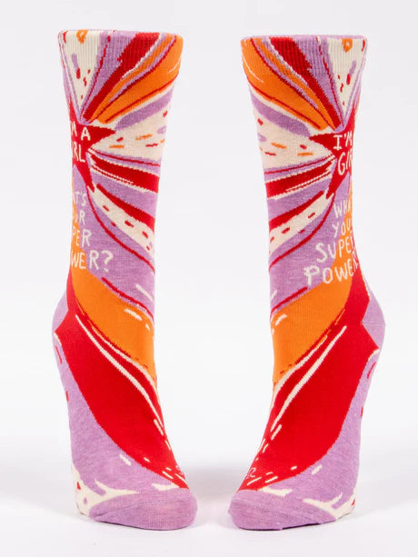 I'm A Girl What's Your Superpower - Women's Crew Socks