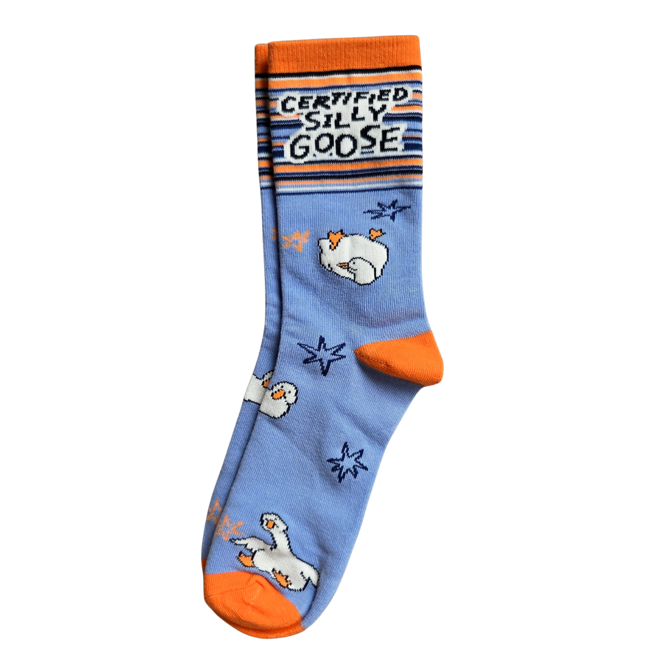 Silly Goose Sock with goose design and 'Certified Silly Goose' text on a white background