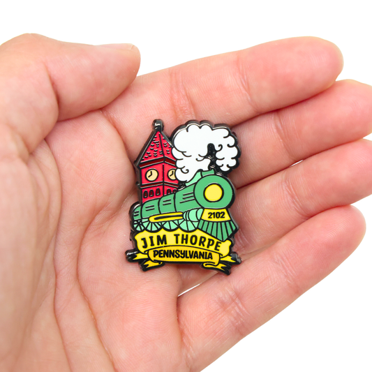 Jim Thorpe Train And Clock | Funny Enamel Pin