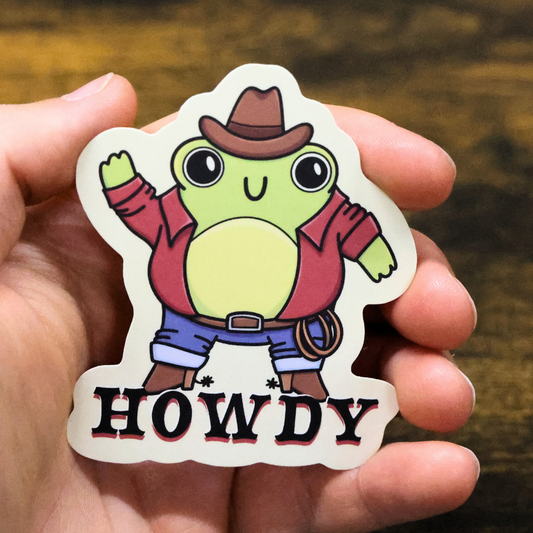 Cowboy Frog Funny Vinyl Sticker