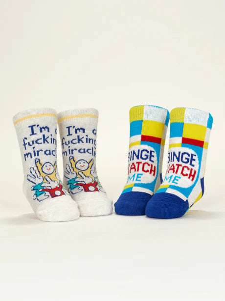 I'm A Fucking Miracle / Binge Watch Me - Baby Socks