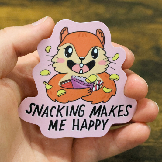 Snacking Makes Me Happy Funny Vinyl Sticker