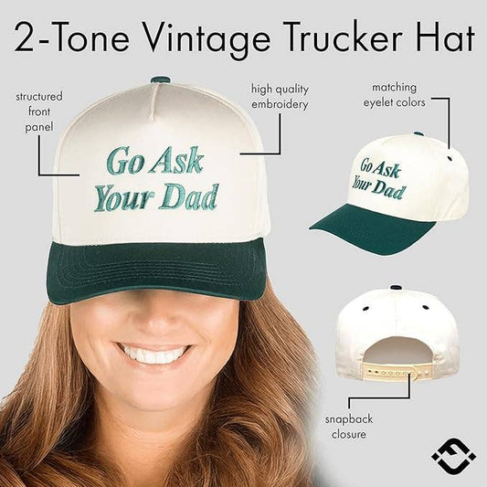 Two Tone Cap - Go Ask Your Dad - Beige/Green