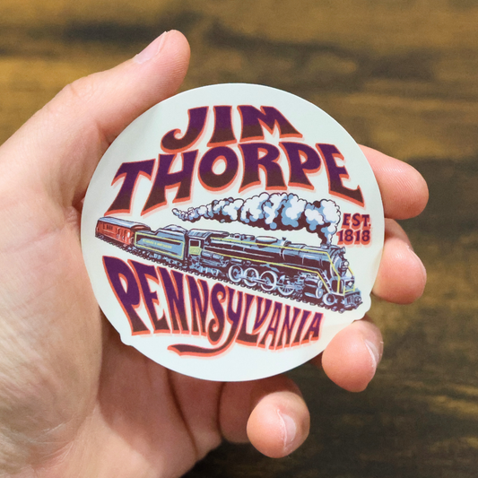 Jim Thorpe Circle Retro Maroon Sticker