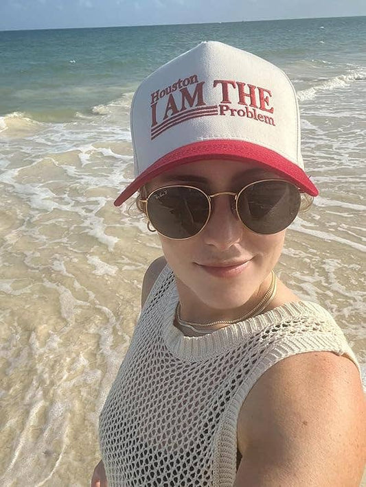 Two Tone Cap - Houston I am The Problem - Beige/Red