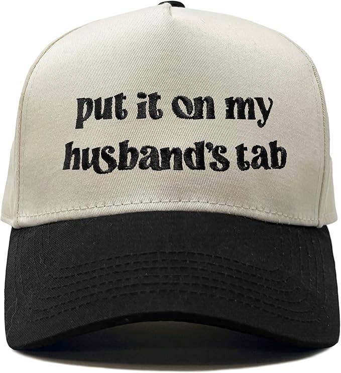 Two Tone Cap - Put It On My Husband's Tab - Black/Beige