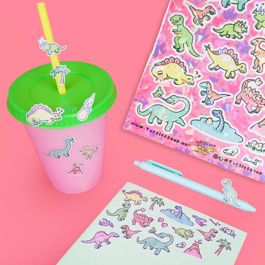 Dinosaurs Prehistoric Jurassic Vinyl Sticker Sheet