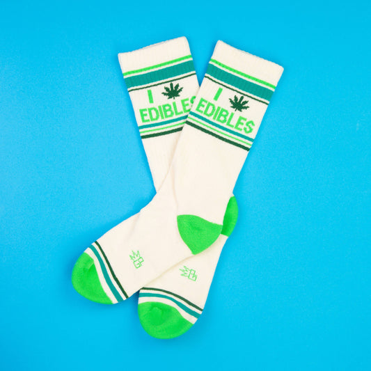 I (Pot Leaf) Edibles Gym Crew Socks