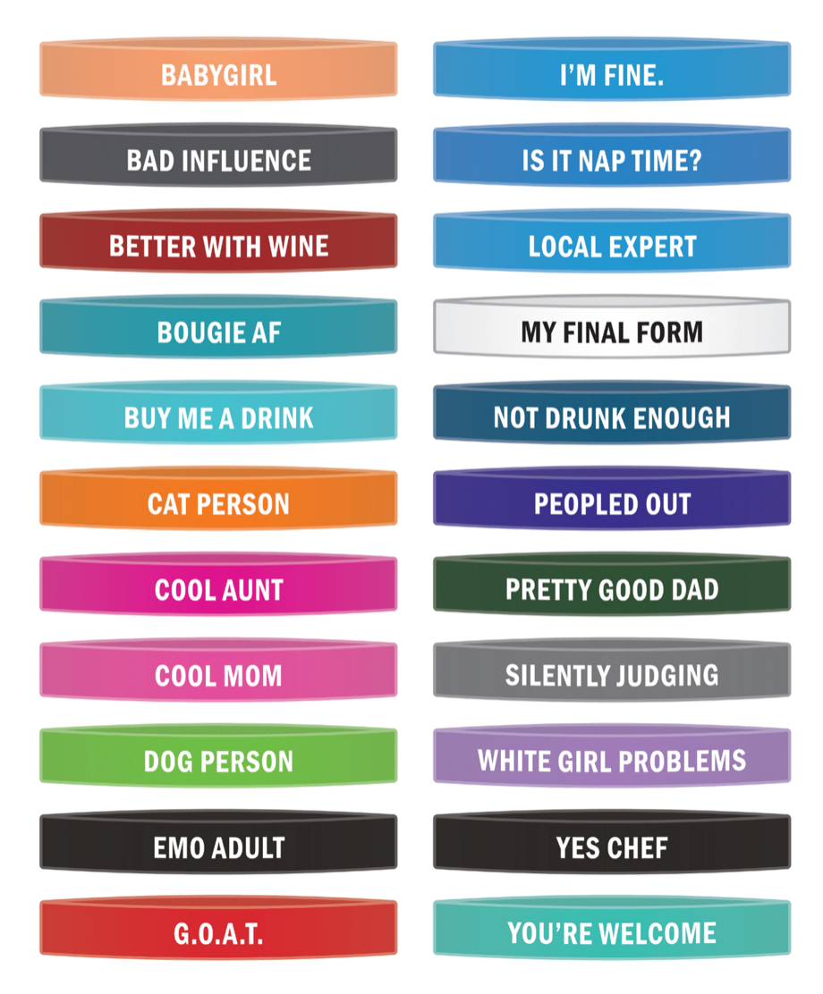 Mom, Dad, Teacher, Grad Awareness Bands Set with Display