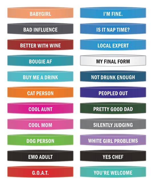 Mom, Dad, Teacher, Grad Awareness Bands Set with Display