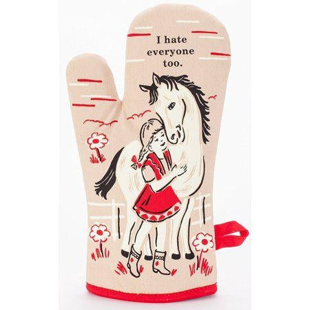 Blue Q Oven Mitt ~ I Hate Everyone Too. Super-Insulated Quilting, Comfy, Natural-Fitting Shape