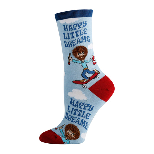 Happy Little Dreams | Women's Funny Bob Ross Crew Socks