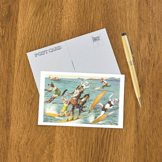 Postcard KC-181 Crazy Cats Waterskiing