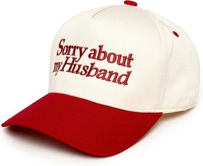 Two Tone Cap - Sorry About My Husband - Beige/Red