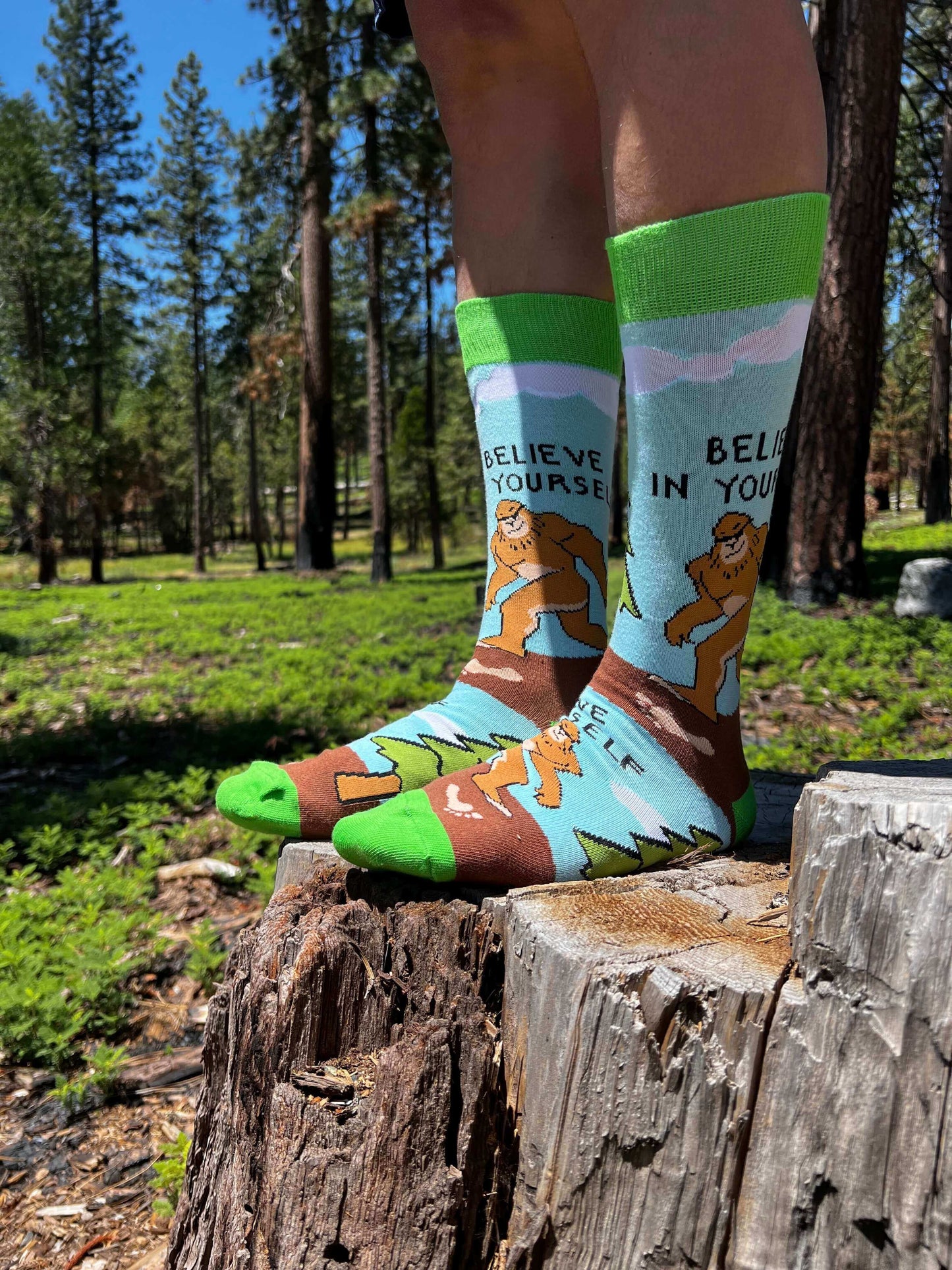 Believe | Men's Funny Bigfoot Novelty Crew Socks