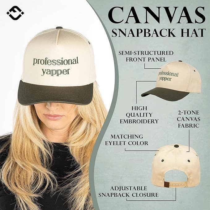 2-Tone Embroidered Cap - Professional Yapper - Olive/Beige