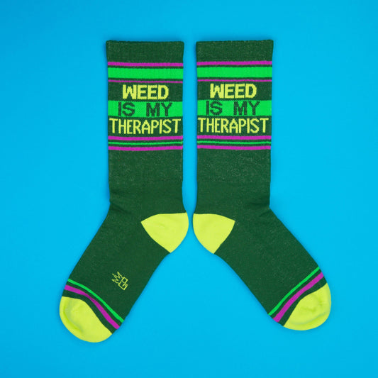 Weed Is My Therapist Gym Crew Socks