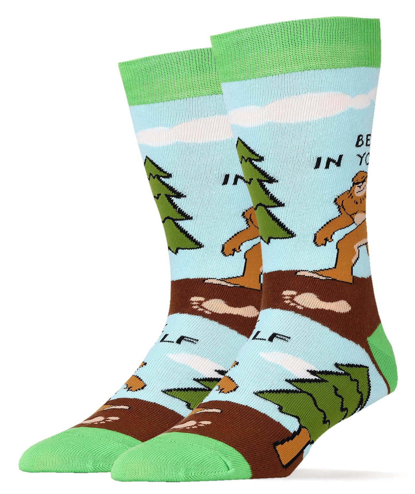 Believe | Men's Funny Bigfoot Novelty Crew Socks