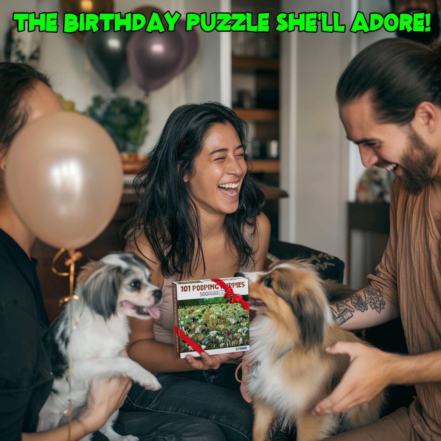 101 Pooping Puppies 500-Piece Puzzle – Funny Holiday Gift