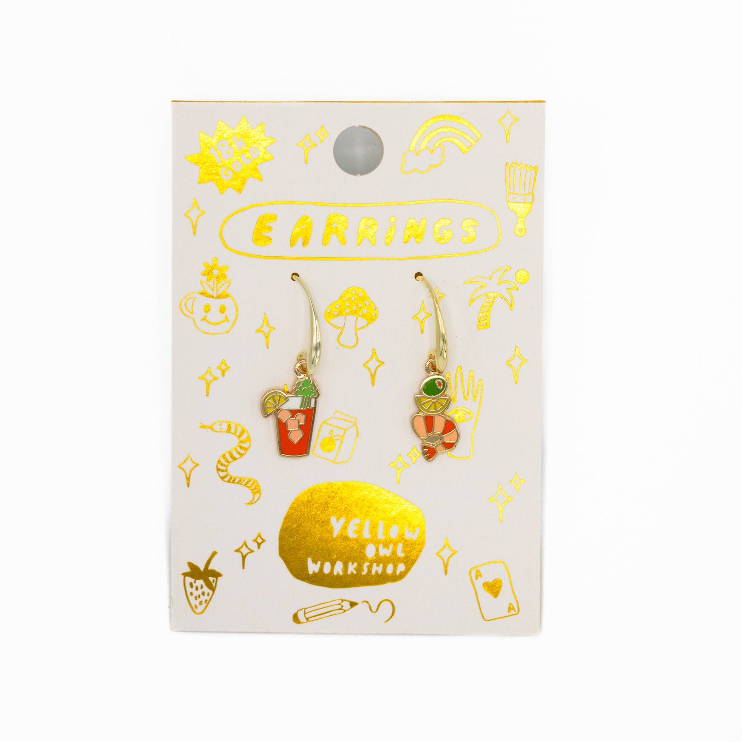 Bloody Mary Earrings - Gold Statement Alcohol Jewelry