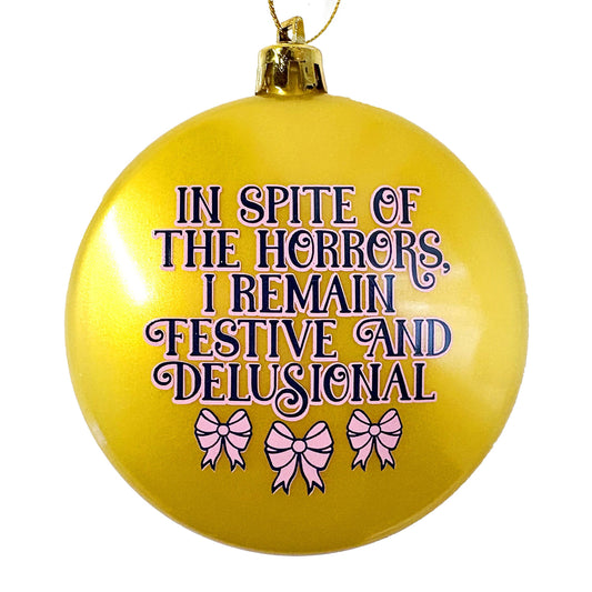 In Spite Of The Horrors Plastic Xmas Tree Holiday Ornament