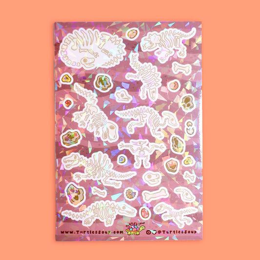 Cute Fossils Dino School Supplies Vinyl Sticker Sheet