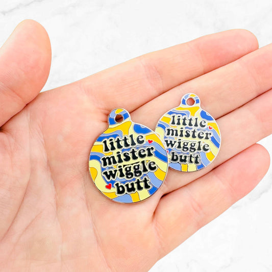 Cute Dog ID Tag Collar Charm - Little Mister Wiggle Butt