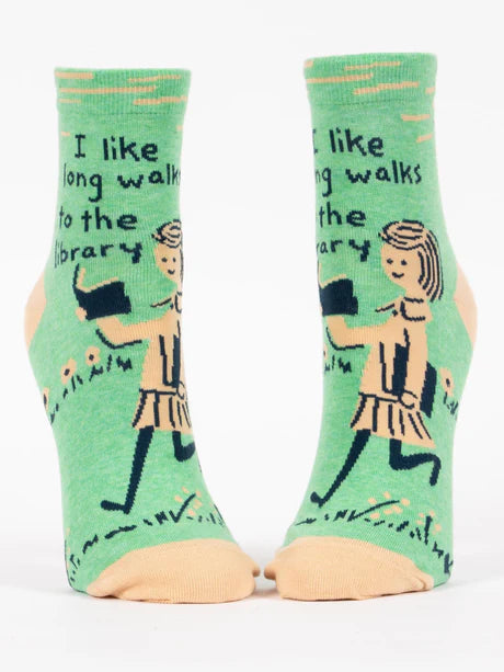 I Like Long Walks To The Library - Women's Ankle Socks