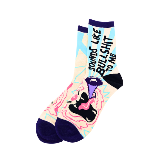 Silly Goose Colorful socks with graphic design and text on a white background
