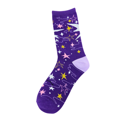 Silly Goose Silly Goose Purple sock with star pattern on a white background