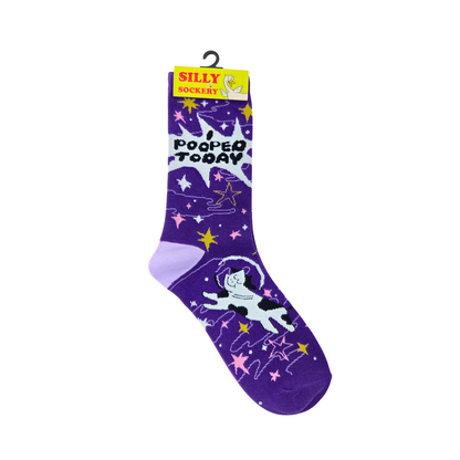 I Pooped Today Cow Astronaut Space Socks - Silly Sockery