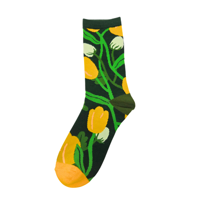 Silly Goose Sock with floral pattern on a white background