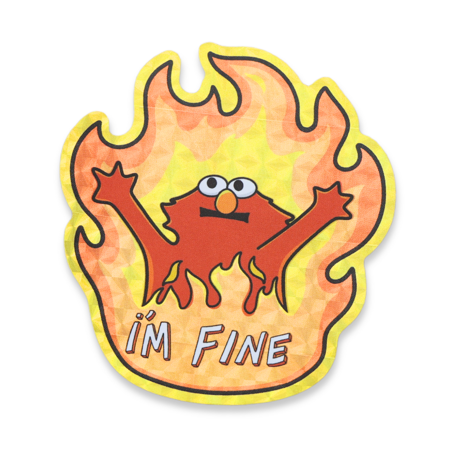 Emo Elmo On Fire I'm Fine Glitter Shiny Sticker