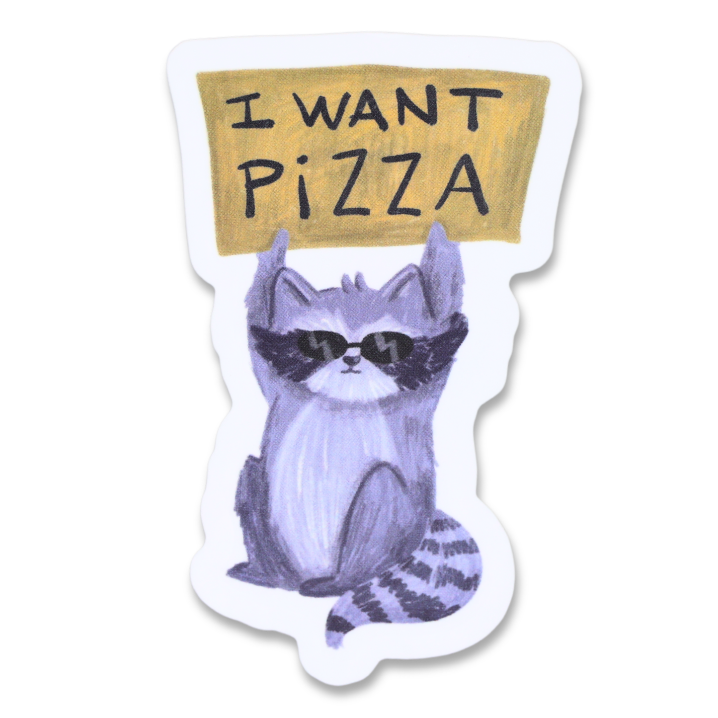 I Want Pizza Racoon Funny Vinyl Sticker