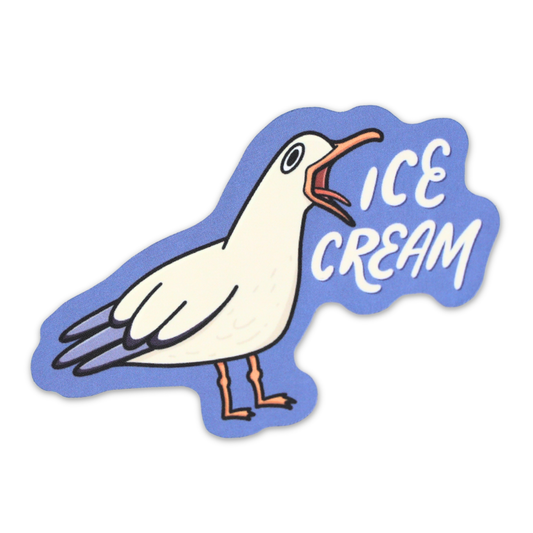 Seagull Screaming Ice Cream Funny Vinyl Sticker