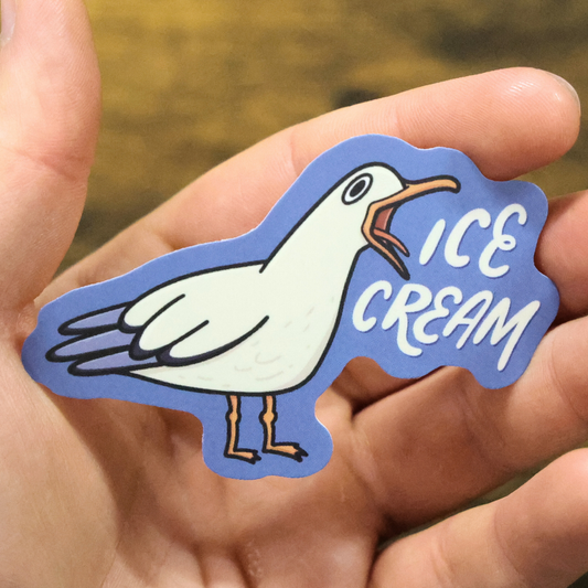 Seagull Screaming Ice Cream Funny Vinyl Sticker