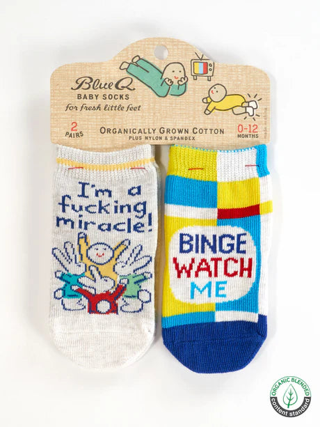 I'm A Fucking Miracle / Binge Watch Me - Baby Socks