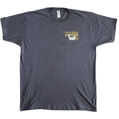 Gray t-shirt with 'I'm a Silly Goose' graphic on a white background