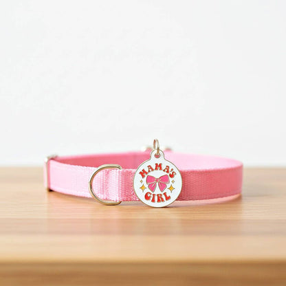 Girl Dog Collar ID Tag w/ Personalized QR Code - Mama's Girl