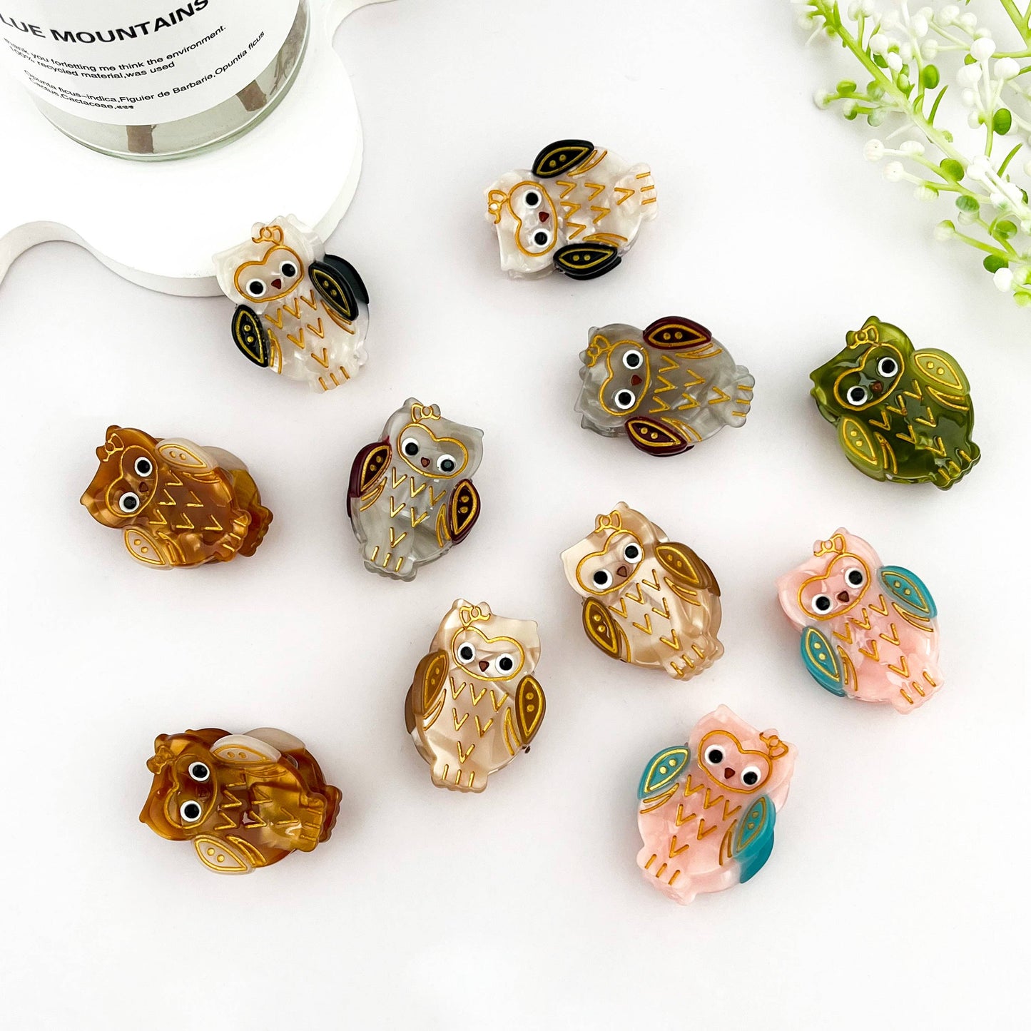 Cute Mini Owl Hair Claw  Acetate Animal Hair Clip