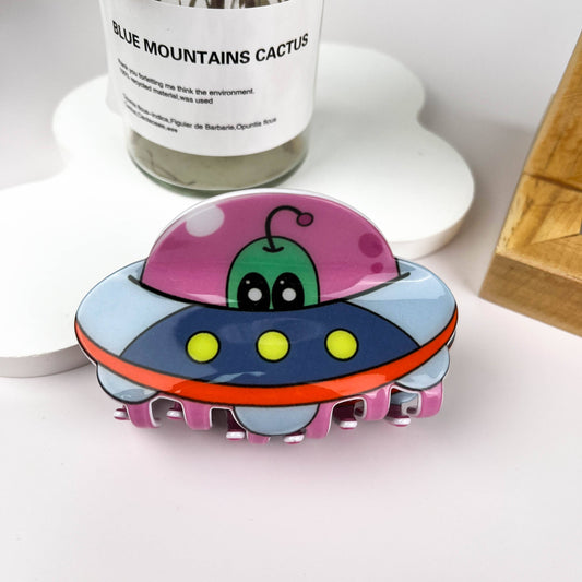 Cute cartoon UFO alien hair claw clip