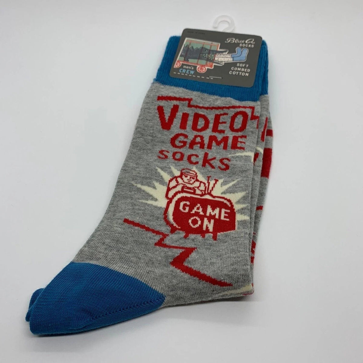 Blue Q mens Video Game Socks Men's Crew, Grey/Blue – The Silly Goose ...