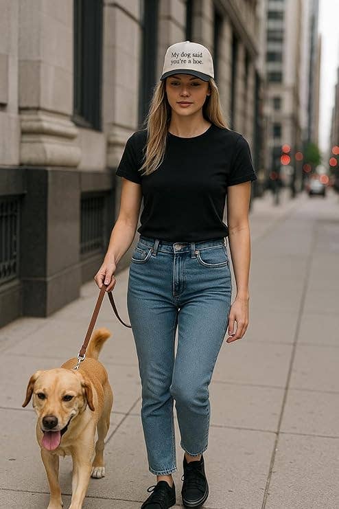 2-Tone Cap - My Dog Said You're a Hoe - Black/Beige