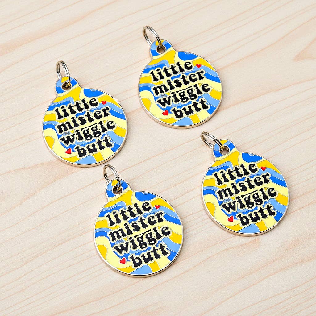 Cute Dog ID Tag Collar Charm - Little Mister Wiggle Butt
